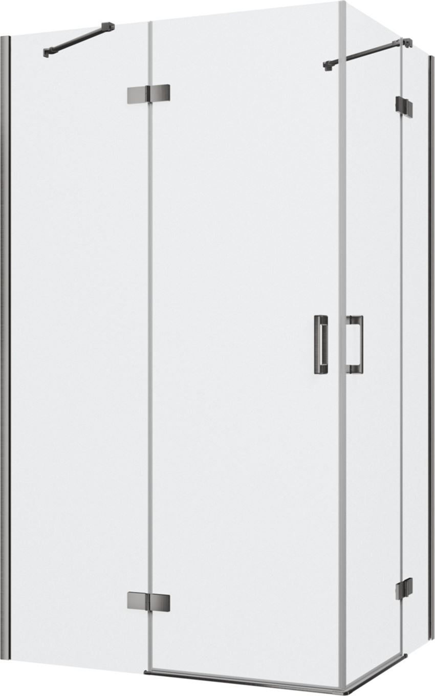 Kabina prysznicowa narożna, prostokątna szkło przezroczyste profile gunmetal szczotkowany 120x90x200 cm IÖ Luvia