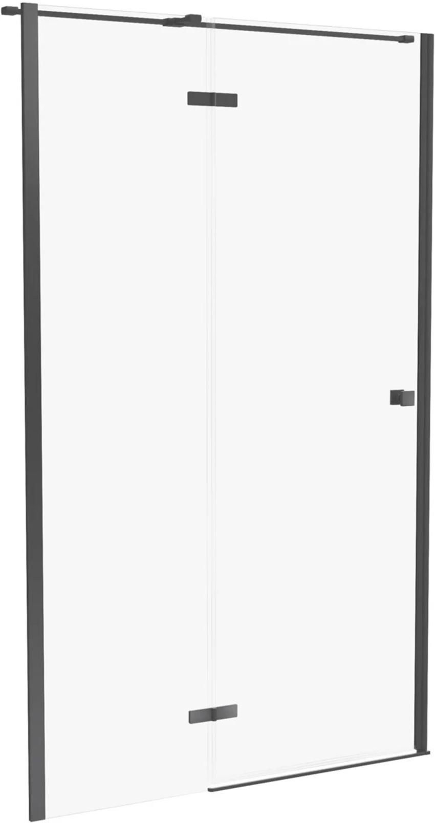 Drzwi prysznicowe jednoczęściowe z elementem stałym w linii czarny mat 120x195 cm IO Arthus
