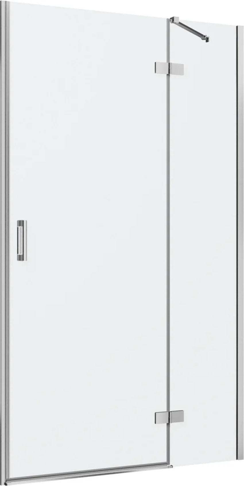 Drzwi prysznicowe jednoczęściowe prawe z elementem stałym w linii chrom połysk 120x200 cm IÖ Luvia