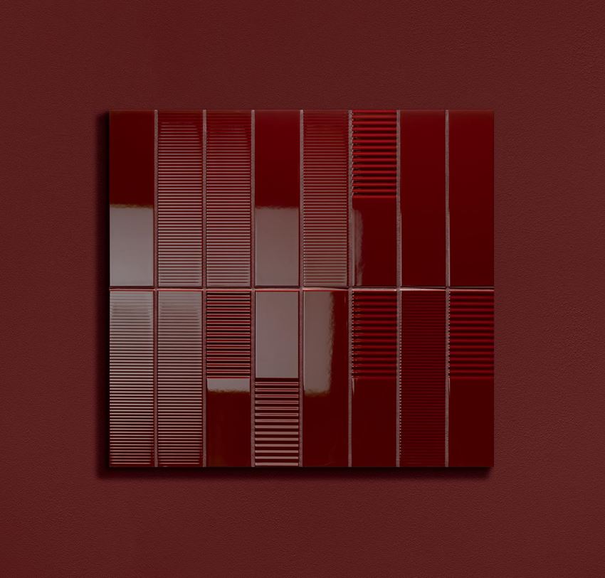 Tubądzin Groove Burgundy Gloss ułożenie