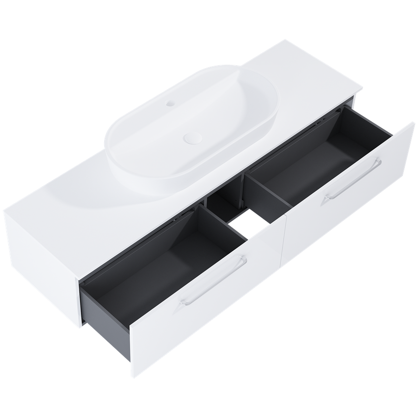 Komoda bez uchwytów i umywalki 160 cm white hg Elita Look Slim 160 2S
