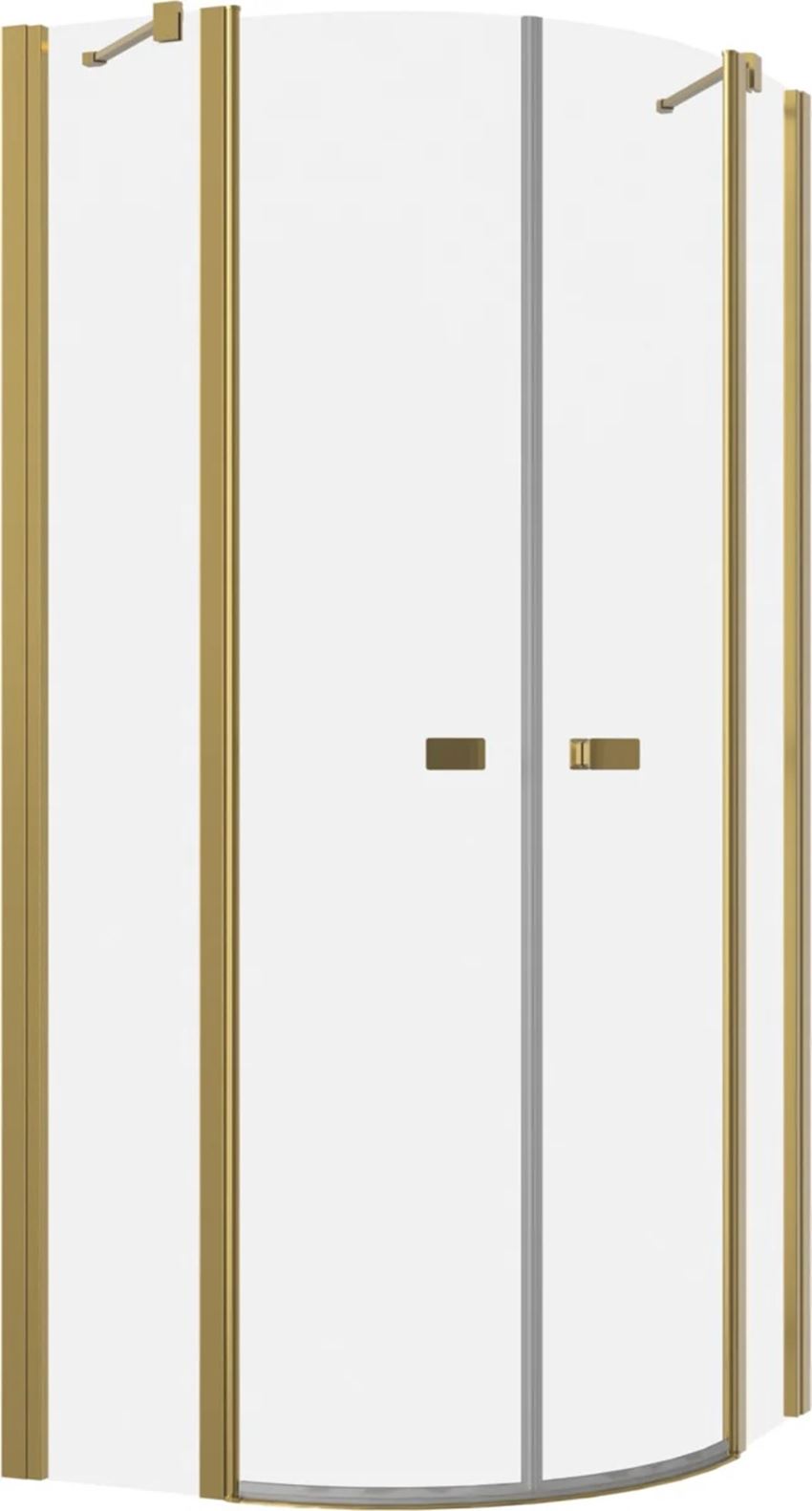 Kabina prysznicowa półokrągła dwuczęściowa szkło przezroczyste profile złoty szczotkowany 55x80-100x200 cm IO Forsa