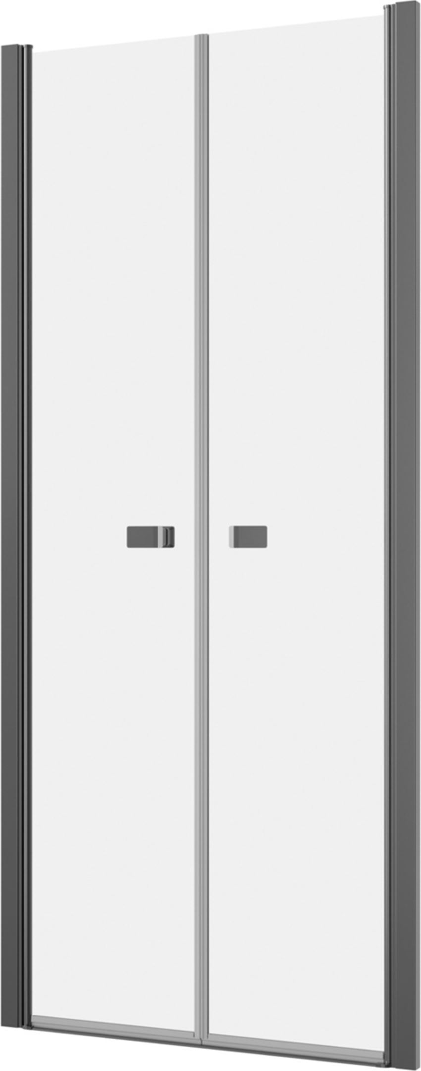Drzwi wahadłowe dwuczęściowe z elementem stałym w linii gun metal szczotkowany 70-120x200 cm IO Forsa