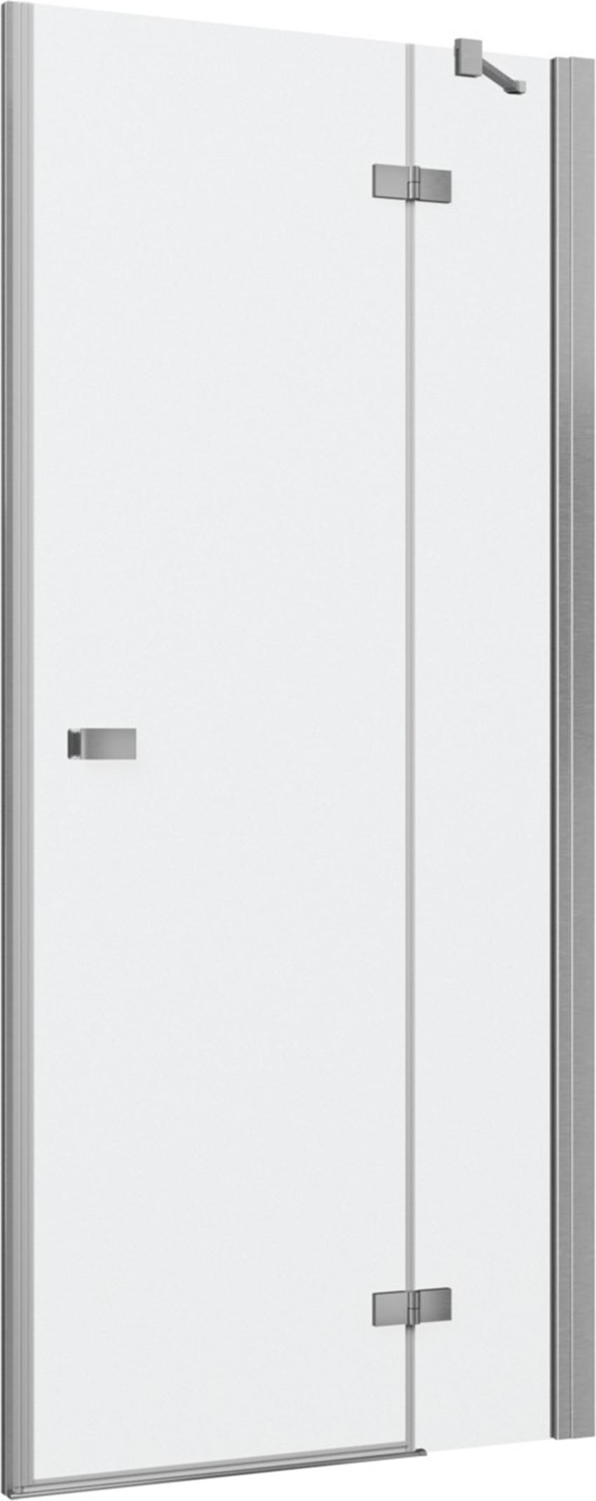 Drzwi prysznicowe jednoczęściowe prawe z elementem stałym w linii z profilem nikiel szczotkowany IÖ Vera