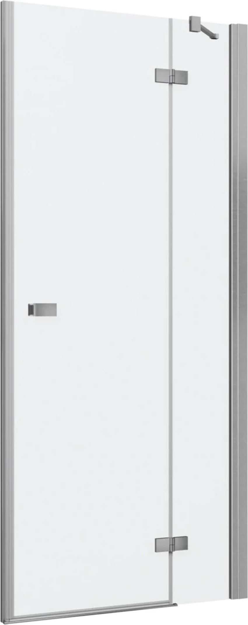 Drzwi prysznicowe jednoczęściowe prawe z elementem stałym w linii z profilem nikiel szczotkowany 80-120x200 cm IÖ Vera