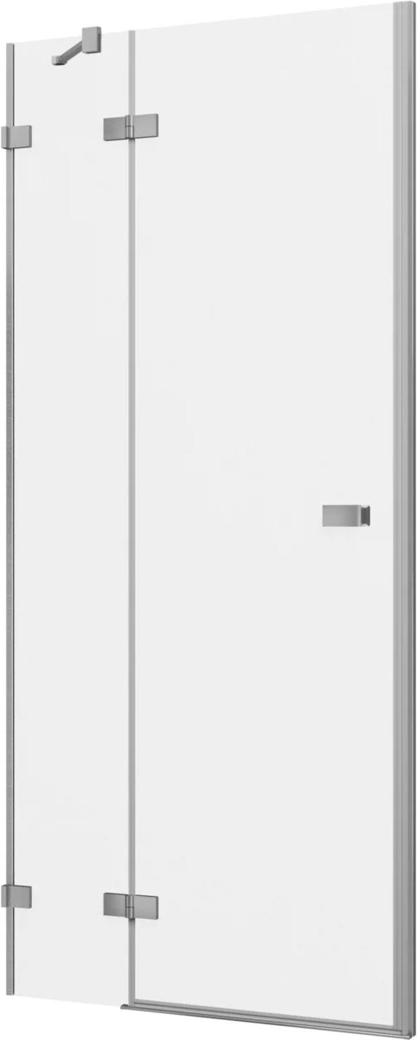 Drzwi prysznicowe jednoczęściowe lewe z elementem stałym w linii bez profilu nikiel szczotkowany IÖ Vera
