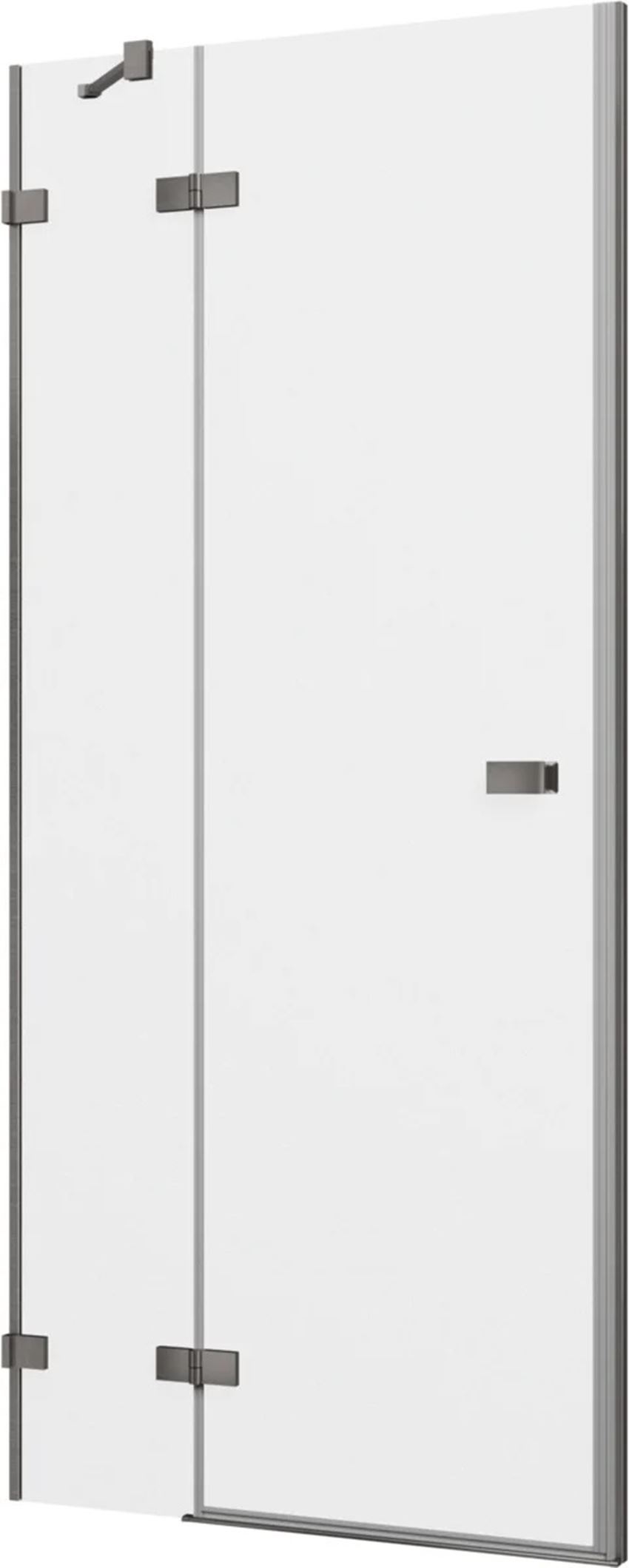 Drzwi prysznicowe jednoczęściowe lewe z elementem stałym w linii bez profilu gun metal szczotkowany IÖ Vera