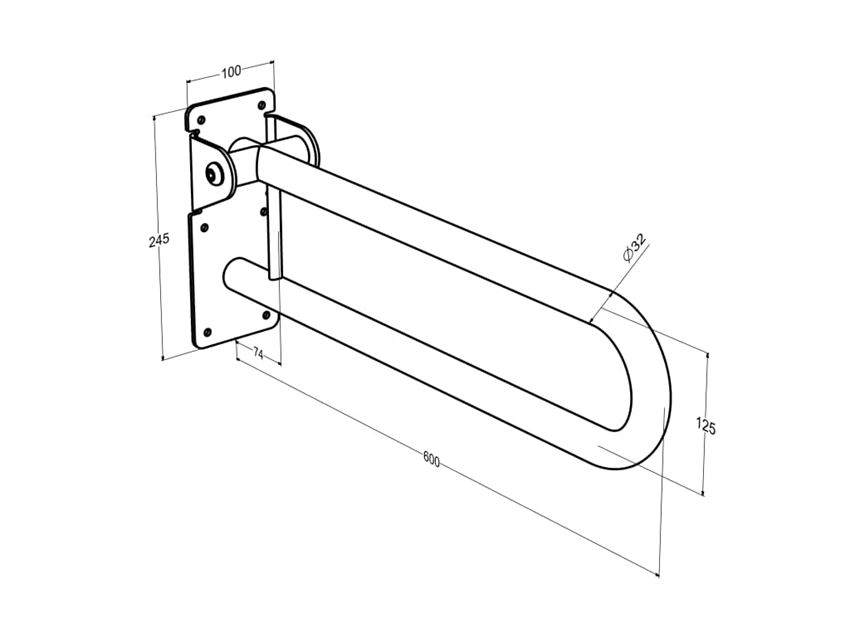 ACCESS PRO M1 poręcz uchylna 60 cm Roca Dostępna Łazienka rysunek