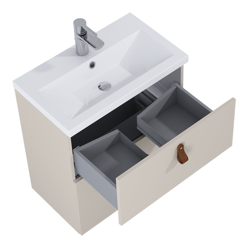 Szafka z umywalką bez uchwytów 60 cm fume matt Elita Kido 60 2S