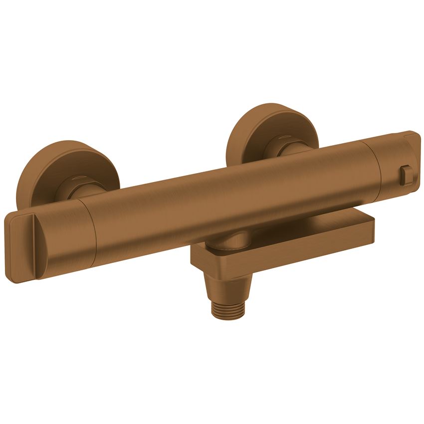 Bateria wannowa ścienna termostatyczna ze składaną wylewką bez zestawu natryskowego brąz szczotkowany Deante Therm