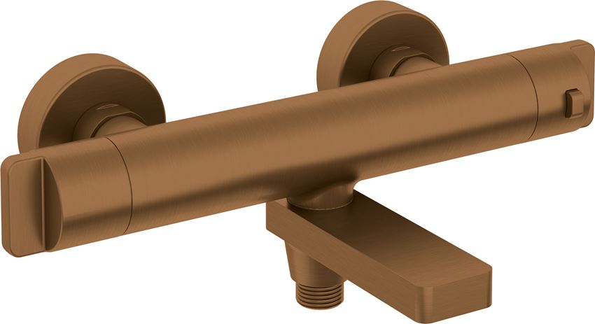 Bateria wannowa ścienna termostatyczna ze składaną wylewką bez zestawu natryskowego brąz szczotkowany Deante Therm