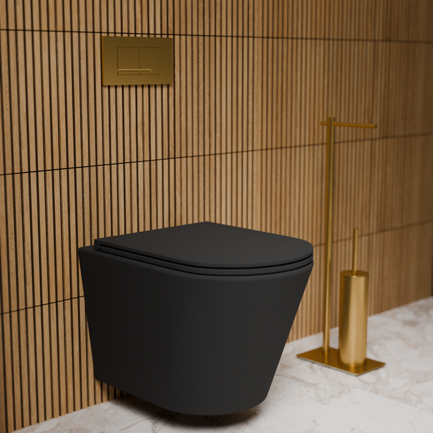 Miska WC podwieszana z deską wolnoopadającą Slim 35,5x51,5 cm black mat IÖ Furi Spin Flux Plus