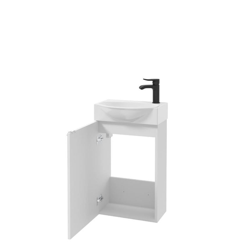 Szafka z umywalką 40 cm lakier biały połysk/biały laminat Defra Campo