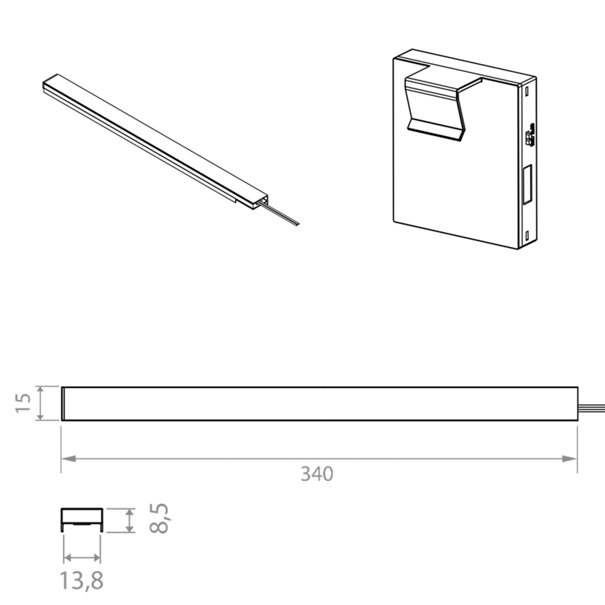 Oświetlenie LED szuflady Slim 2 sztuki 34 cm Elita rysunek