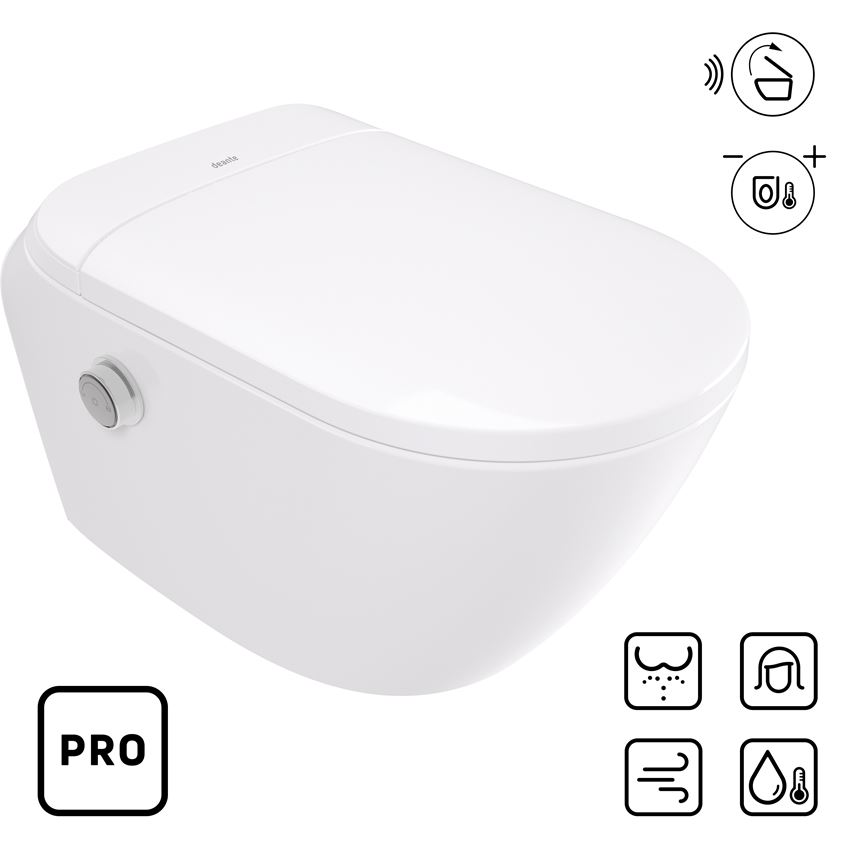 Miska WC smart z deską automatyczną, bezkołnierzowa 35 cm biała Deante Silia