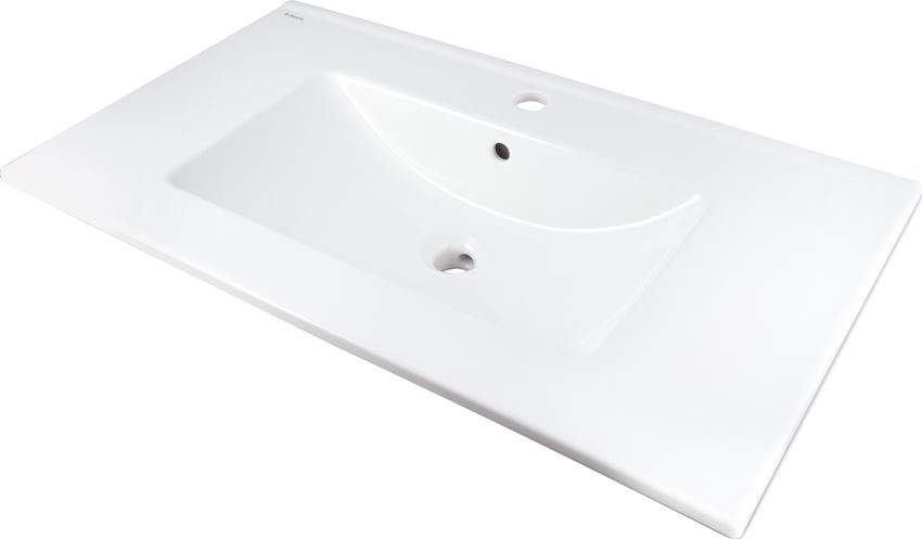 Umywalka wpuszczana w blat 80 cm biała Deante Tubo