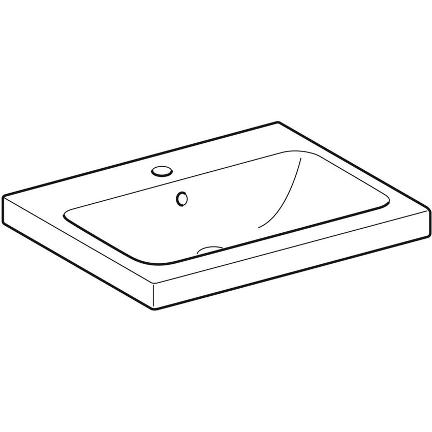 Umywalka nablatowa z otworem na baterię z przelewem 60 cm Geberit iCon Light rysunek