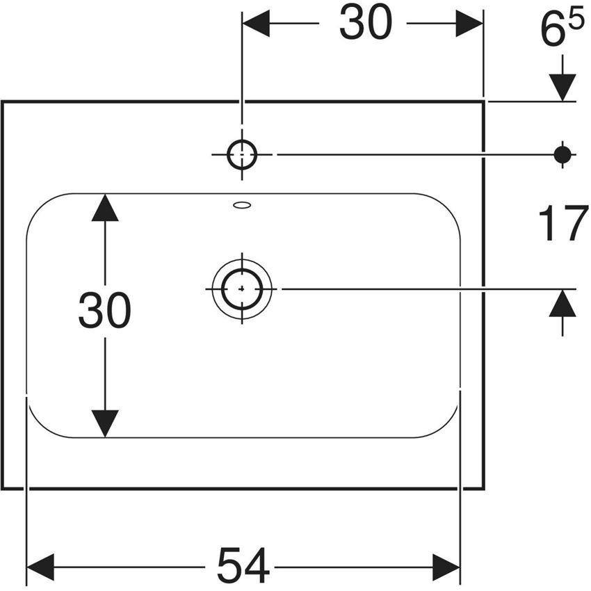 Umywalka ścienna Geberit iCon Light 501.847.00.1 rys techniczny