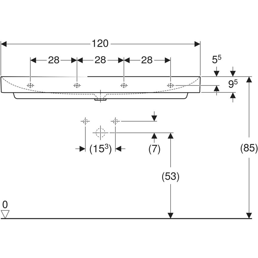 Umywalka Geberit One 505.021.01.5 rys techniczny