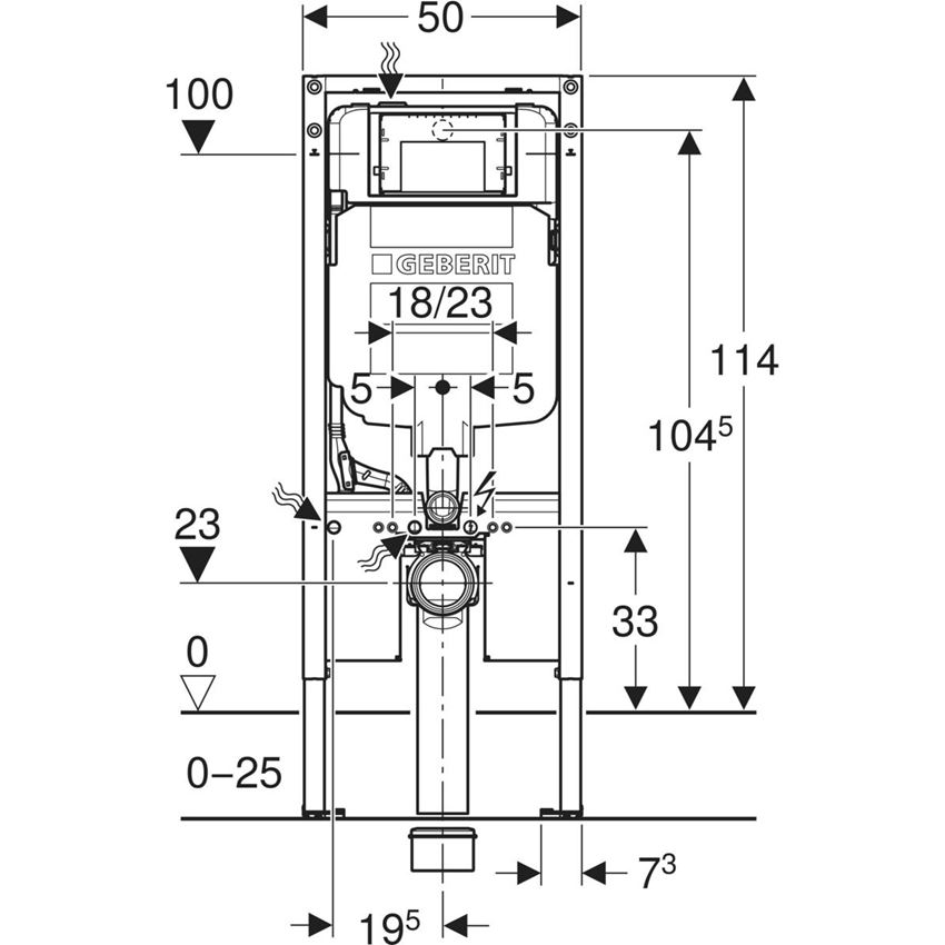 Stelaż podtynkowy do wiszących misek WC ,114 cm ze spłuczką podtynkową Sigma 8 cm Geberit Duofix 111.796.00.2