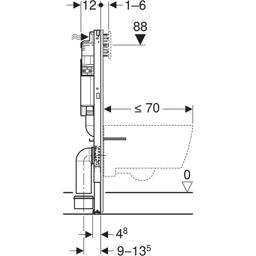 Stelaż podtynkowy Geberit Duofix 111.923.00.6 rys techniczny