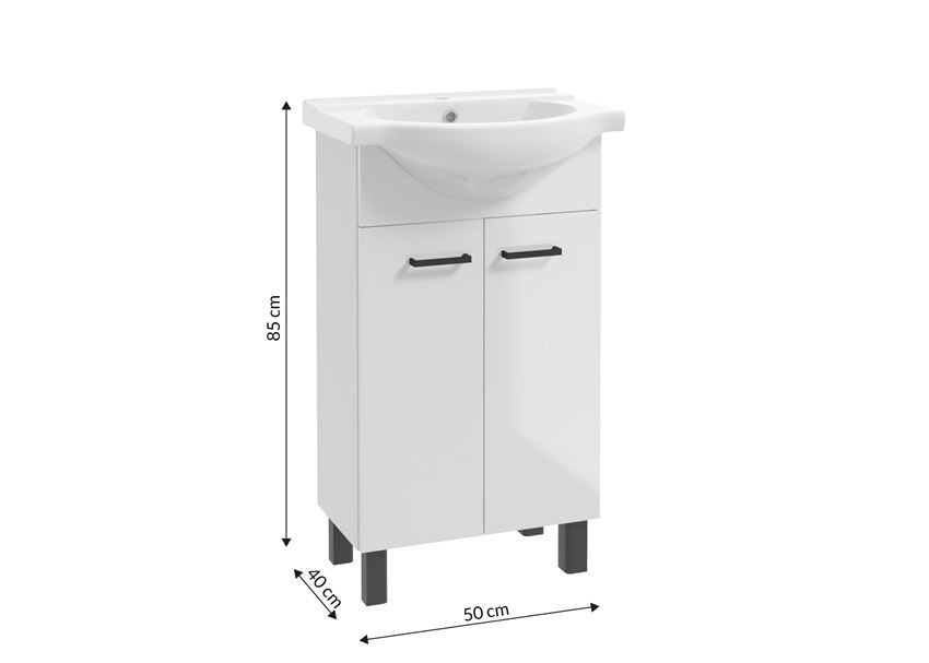 Szafka z umywalką 50 cm biały połysk Defra Reaction