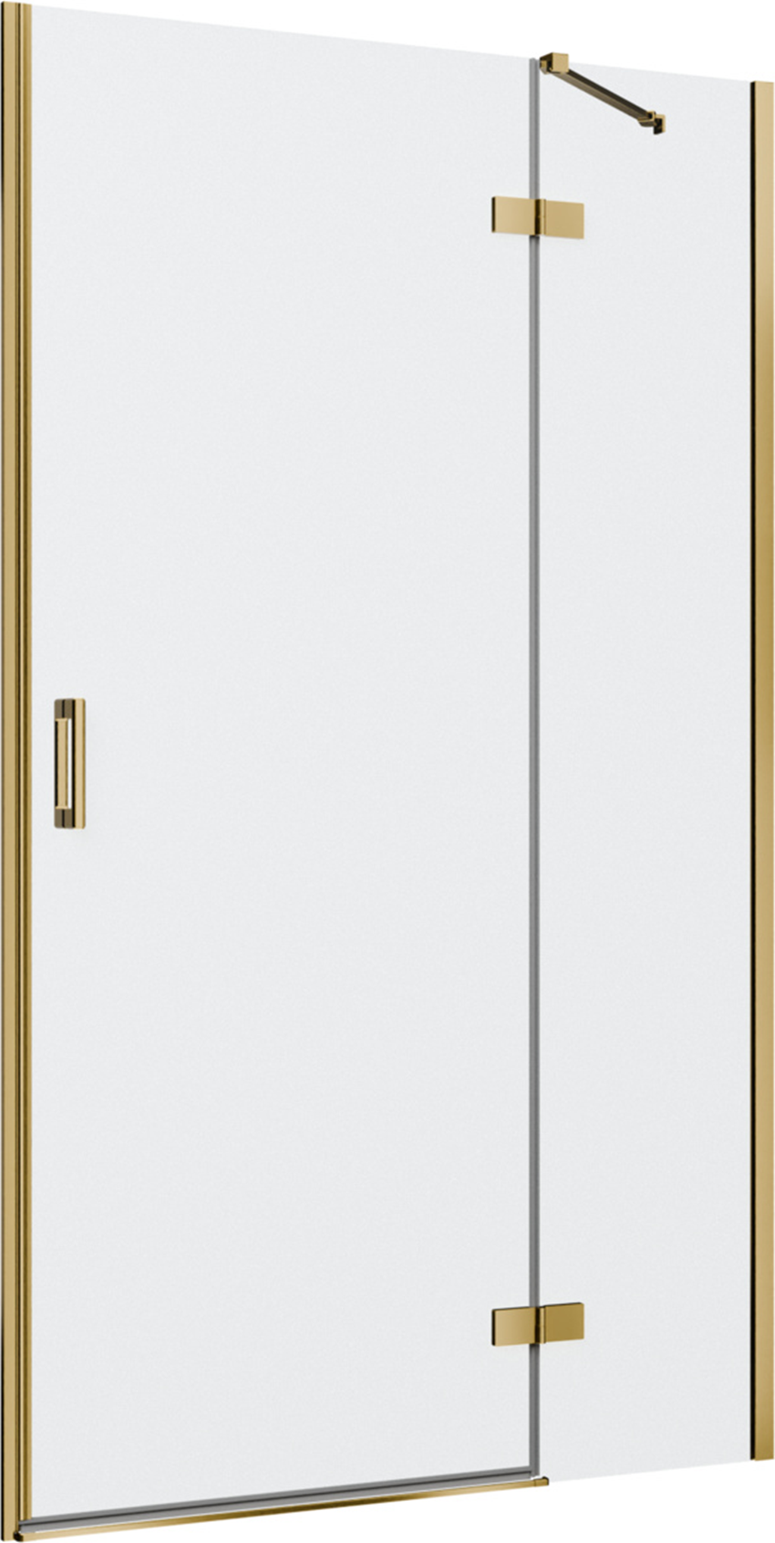 Drzwi prysznicowe jednoczęściowe prawe z elementem stałym w linii jasne złoto 120x200 cm IÖ Luvia