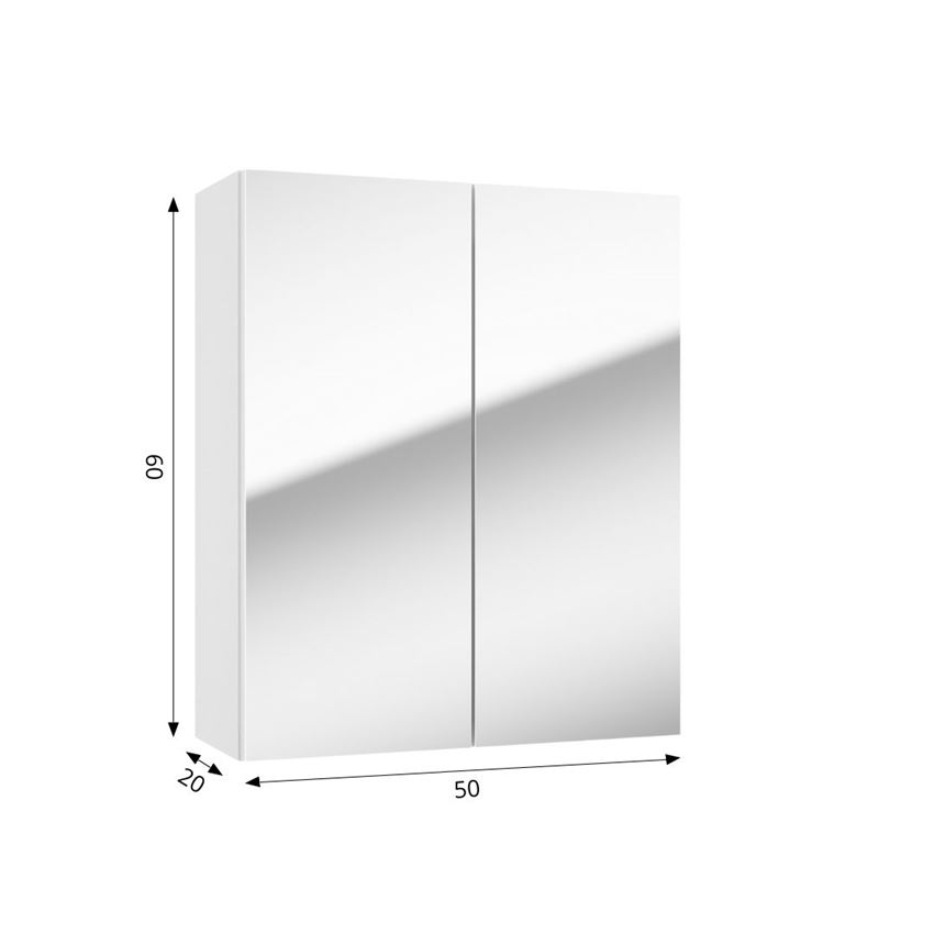 Szafka lustrzana 50 cm tafla lustrzana/lakier biały połysk Defra Duo rysunek