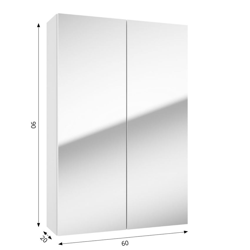 Szafka lustrzana 60 cm tafla lustrzana/lakier biały połysk Defra Duo rysunek