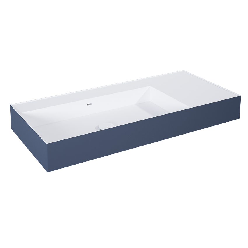 Umywalka ścienna lewa 100 cm white matt/navy blue matt Elita Level