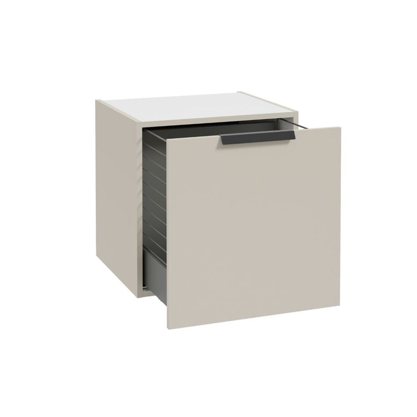 Szafka pod blat z koszem bez uchwytów 50 cm lakier kaszmir mat Defra Faro