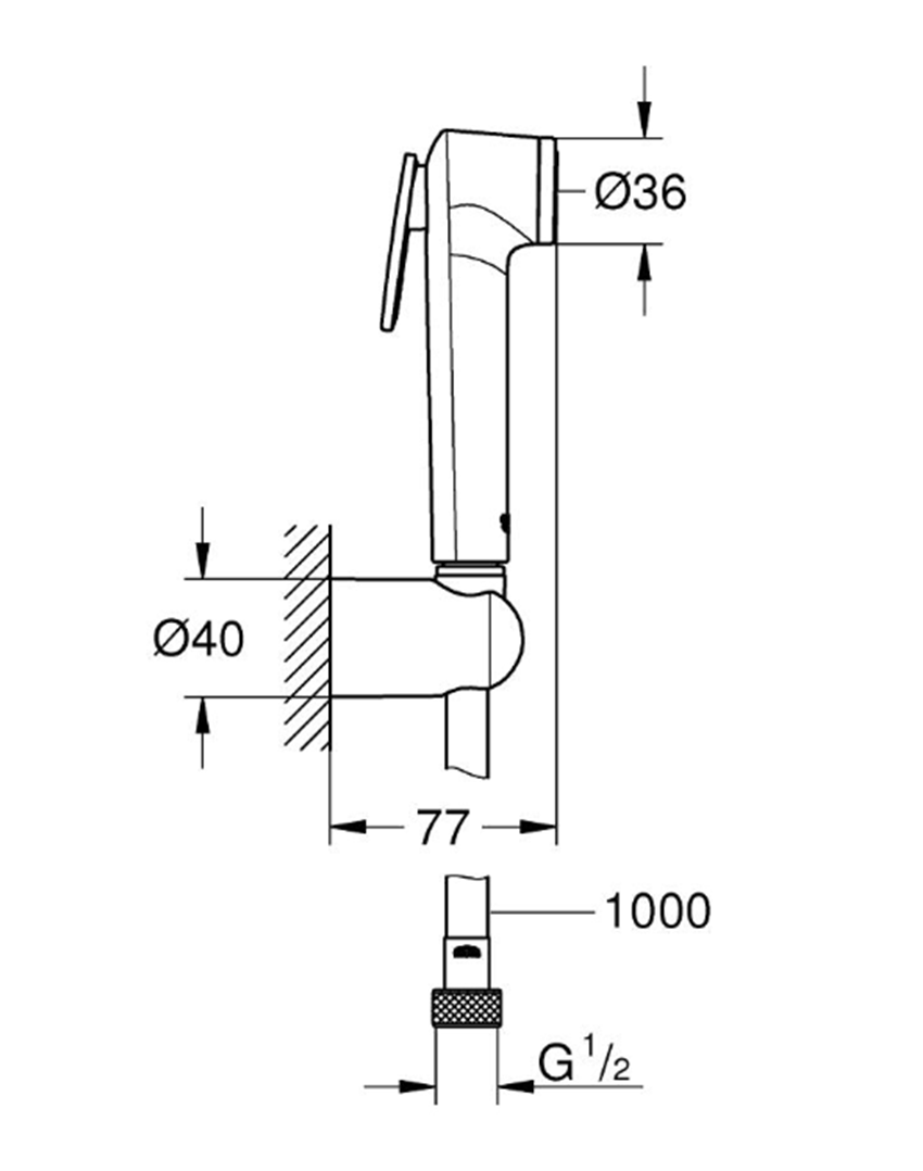 Zestaw prysznicowy Grohe Tempesta-F Trigger Spray 30 26352000 rys techniczny