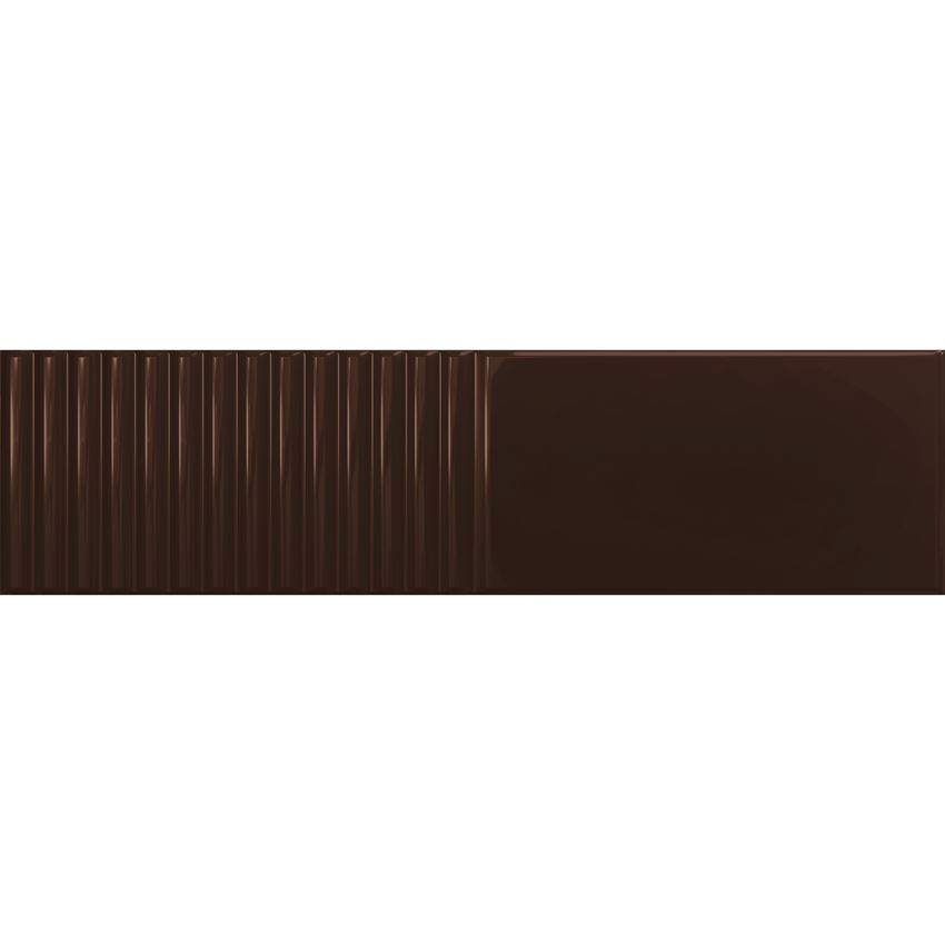 Płytka ścienna 7,8x29,8 cm Tubądzin Groove Brown 2 STR Gloss