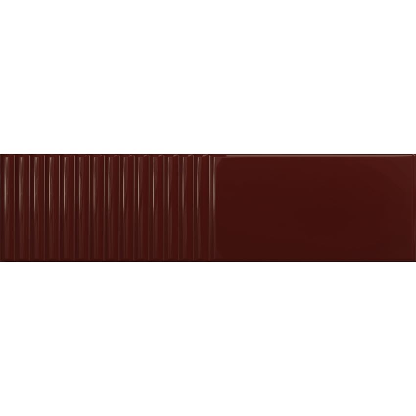 Płytka ścienna 7,8x29,8 cm Tubądzin Groove Burgundy 2 STR Gloss