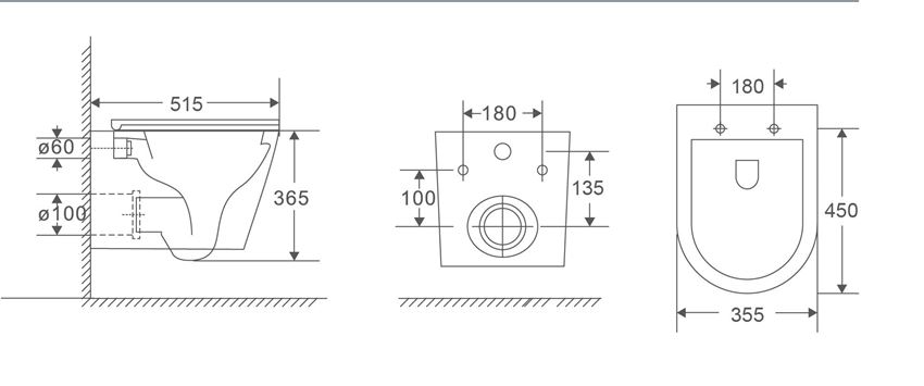 Miska WC podwieszana z deską wolnoopadającą Slim 35,5x51,5 cm black mat IÖ Furi Spin Flux Plus rysunek