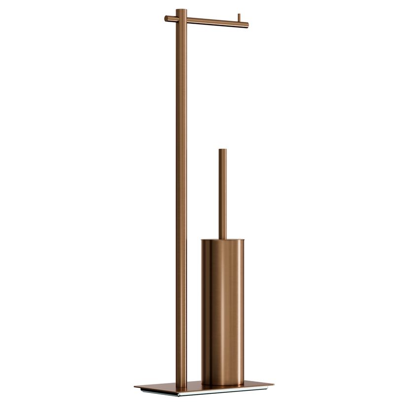 Stojak na papier toaletowy ze szczotką WC brushed rose gold IÖ Luvia