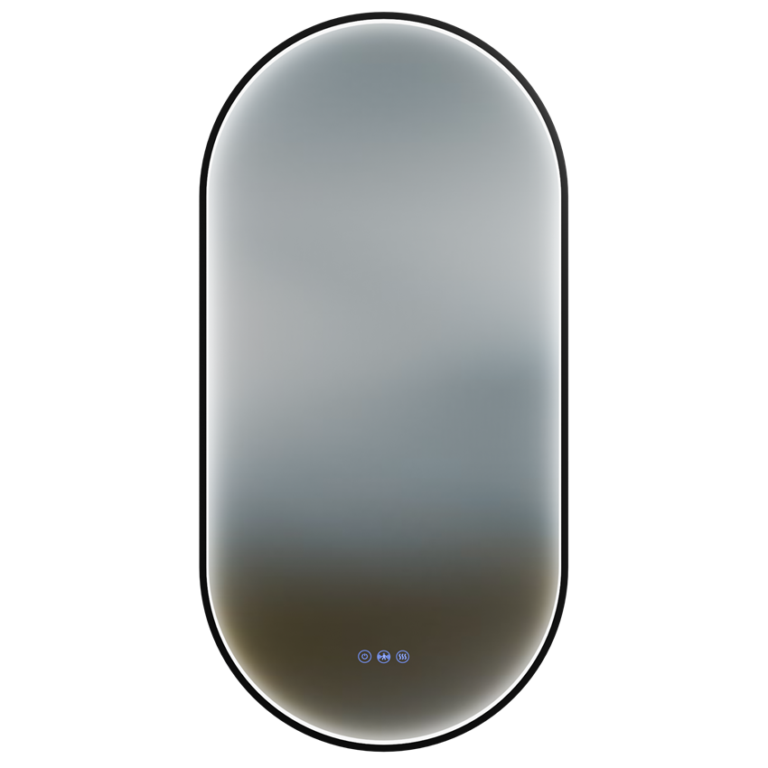 Lustro owalne z podświetleniem led 50x100 cm rama aluminiowa czarny mat IÖ Melo New Oval