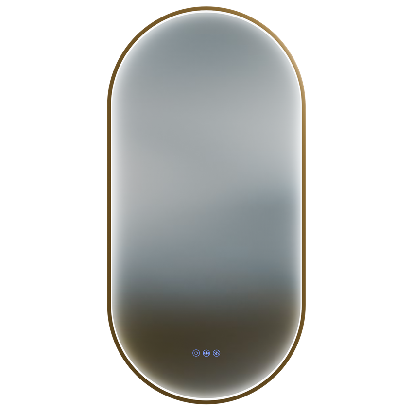 Lustro owalne z podświetleniem led 50x100 cm rama aluminiowa złoto szczotkowane IÖ Melo New Oval