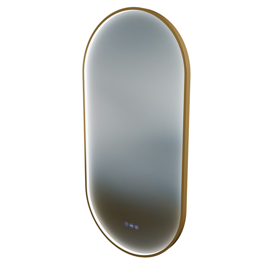 Lustro owalne z podświetleniem led 50x100 cm rama aluminiowa złoto szczotkowane IÖ Melo New Oval