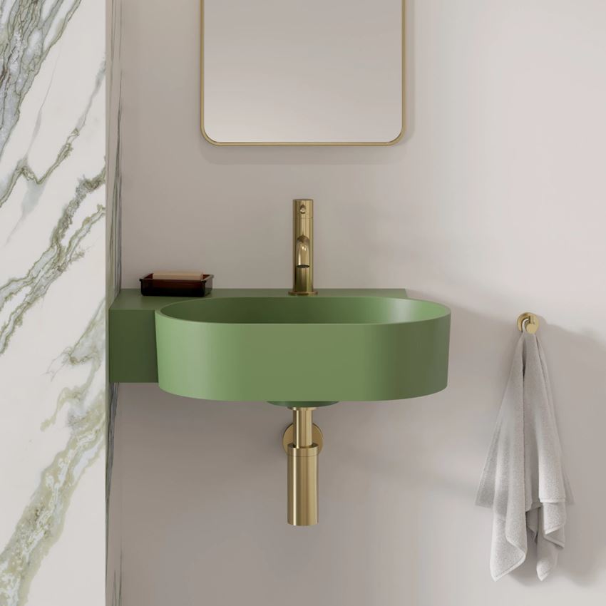 Umywalka nablatowa/wisząca - lewa 55x38 cm olive mat Omnires Ovo