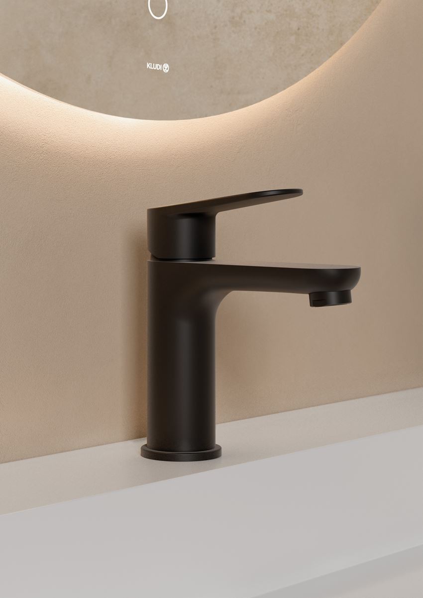Jednouchwytowa bateria umywalkowa bez zestawu odpływowego czarny mat Kludi X1