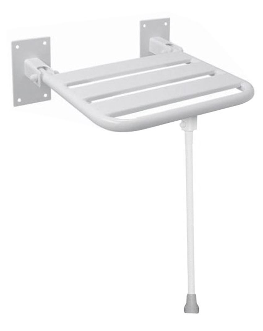 Krzesełko prysznicowe uchylne z podporą białe Makoinstal Makomed