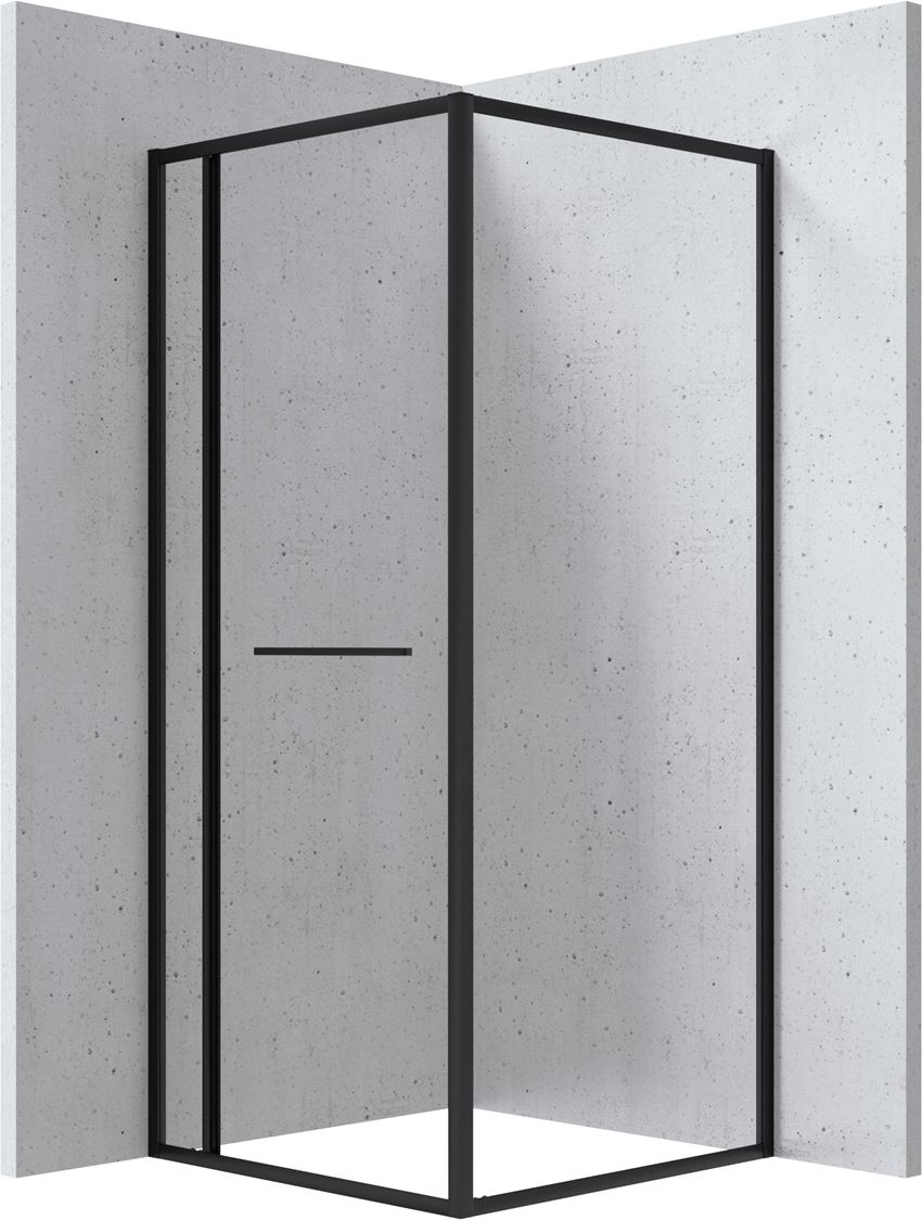 Kabina kwadratowa szkło przezroczyste profile czarne 80x80x200 cm Deante Blur