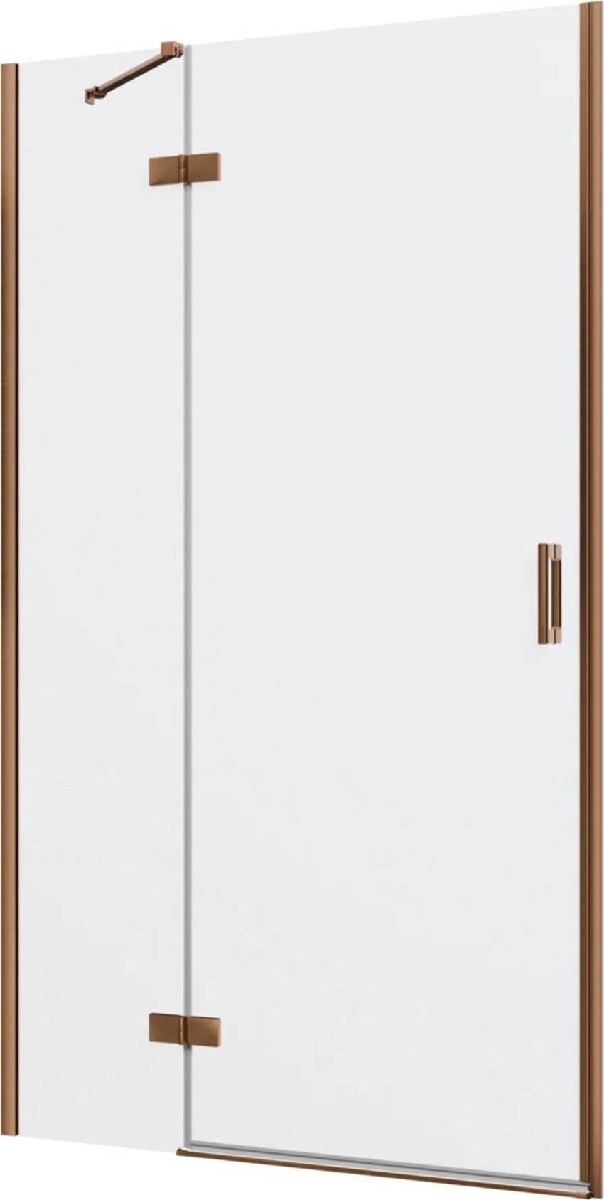 Drzwi prysznicowe jednoczęściowe lewe z elementem stałym w linii, miedź szczotkowana 120x200 cm IÖ Luvia