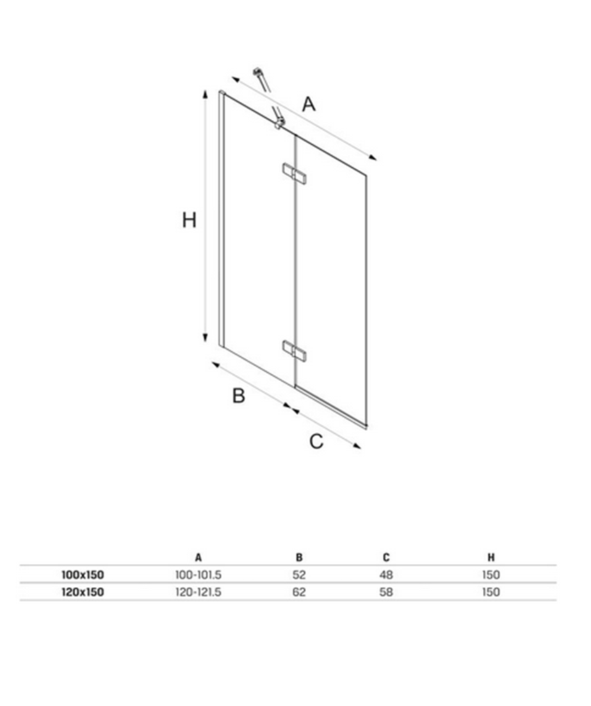 Parawan nawannowy dwuczęściowy lewy IÖ Luvia rysunek