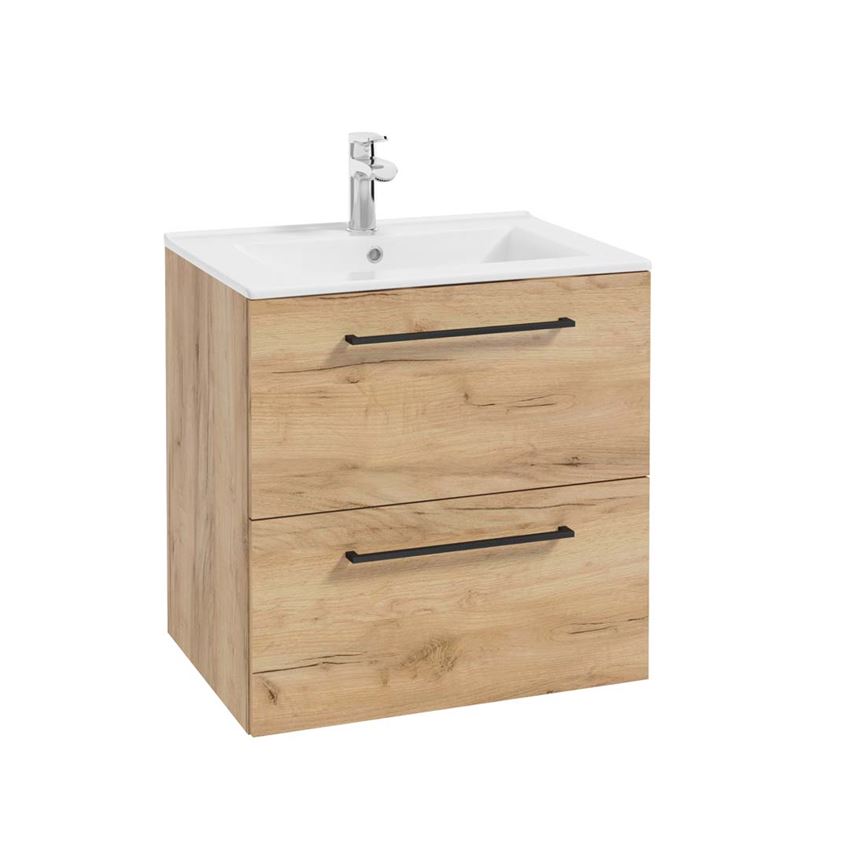 Szafka podumywalkowa bez uchwytów i umywalki 60 cm dekor dąb złoty Defra Metro System