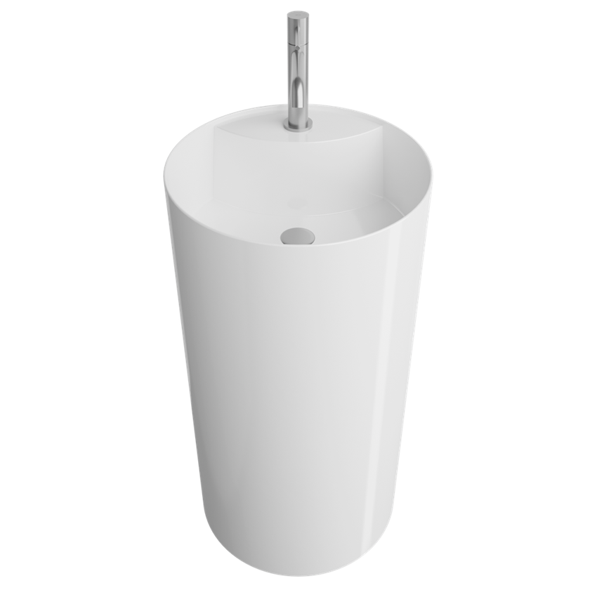 Umywalka kompozytowa wolnostojąca z półką na baterię 44 cm, biała IO Lexa