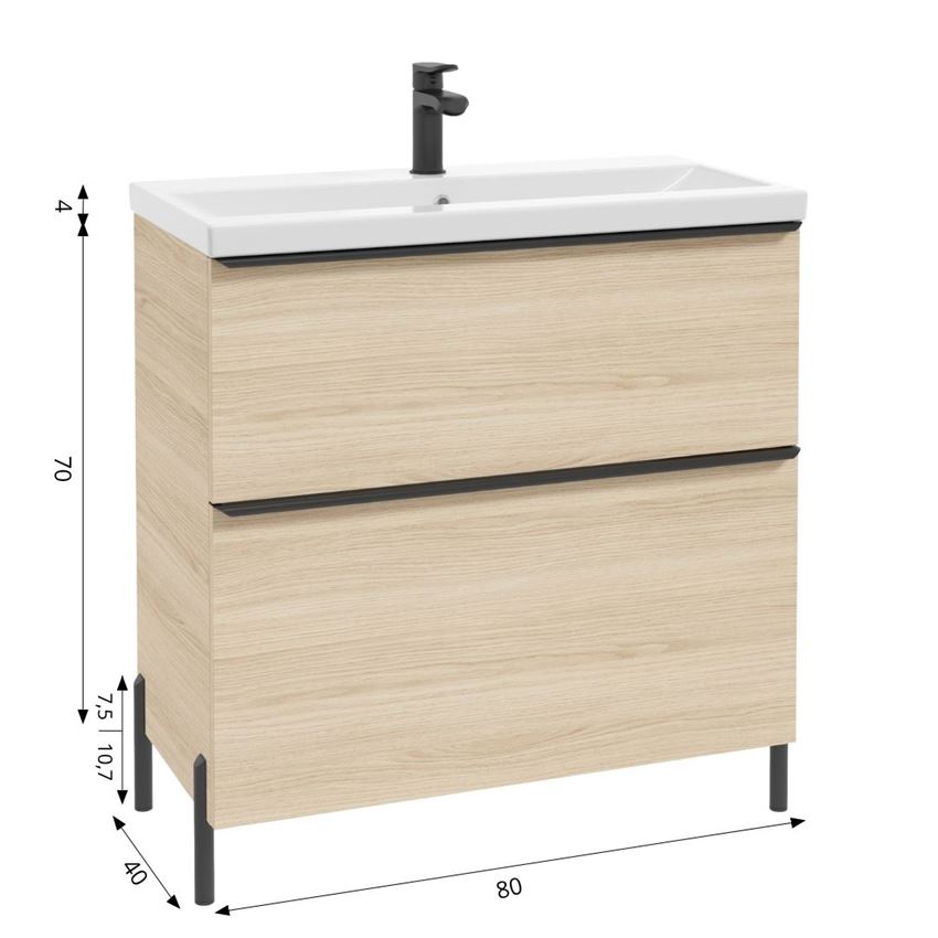 Szafka podumywalkowa 80 cm dekor dąb vicenza jasny Defra Nino