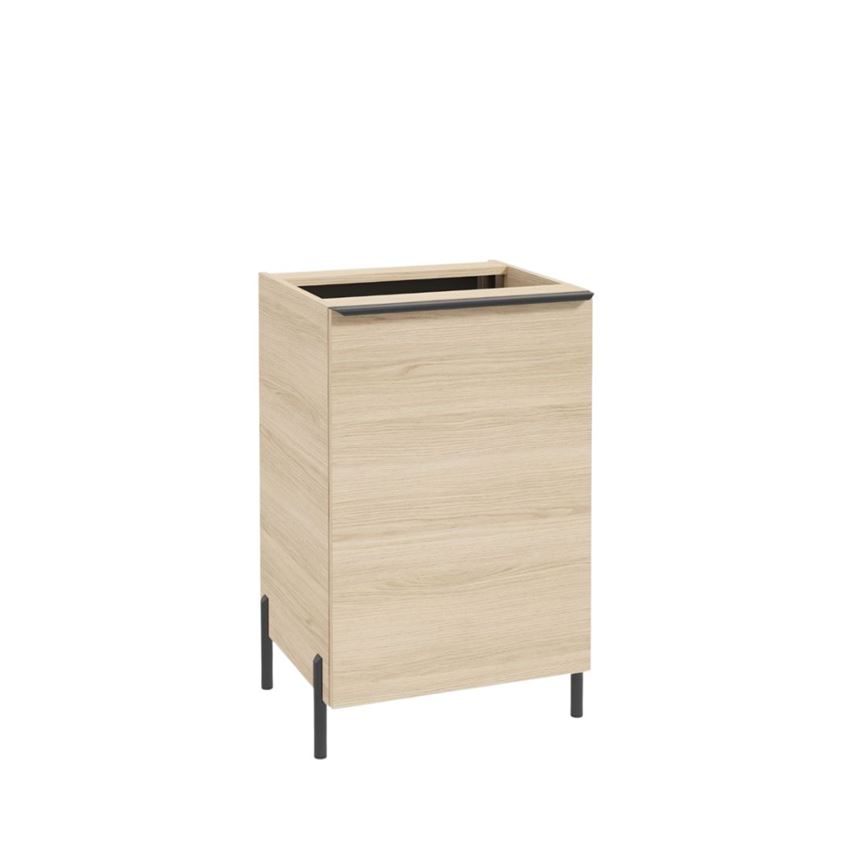 Szafka pod blat z koszem bez uchwytów i nóżek 50 cm dekor dąb vicenza jasny Defra Nino