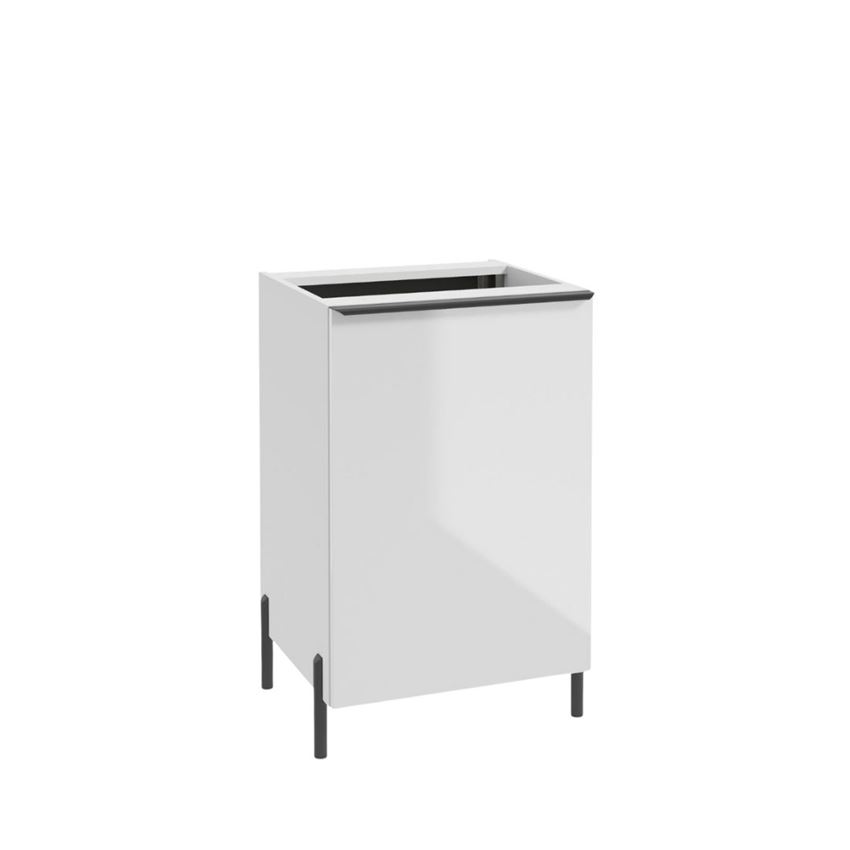 Szafka pod blat z koszem 50 cm lakier biały połysk Defra Nino